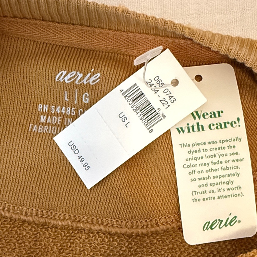 Aerie Mustard Oversized Crew Neck Sweatshirt - Picture 7 of 9